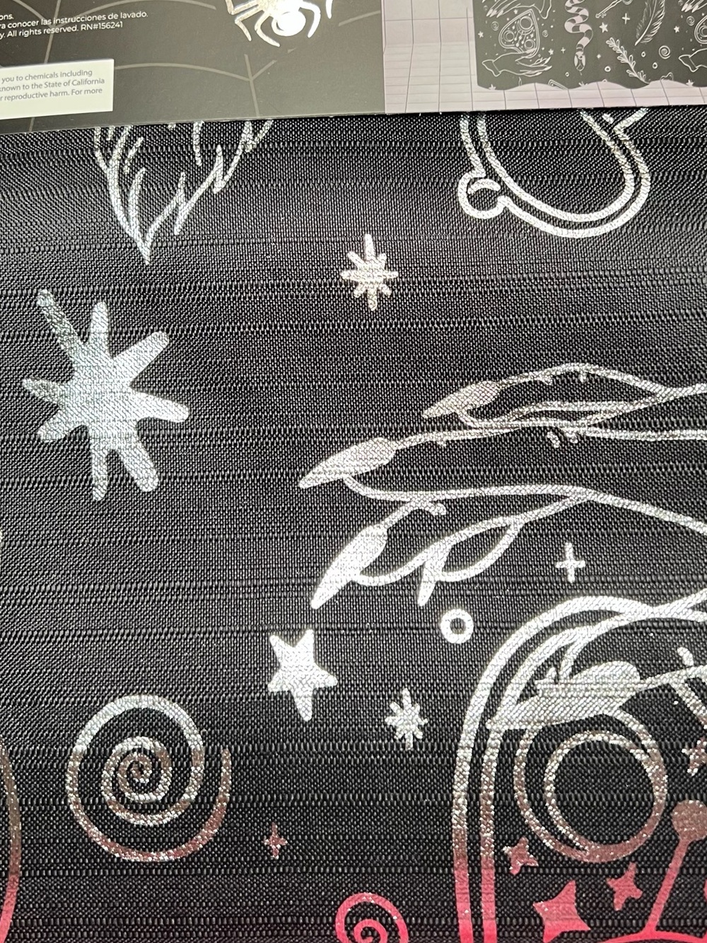 Mystical Halloween Black & Silver Fabric Shower Curtain Crystal Ball Planchette